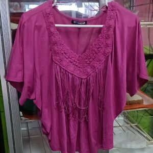 Colwear Magenta Fringe Detail Women's Blouse